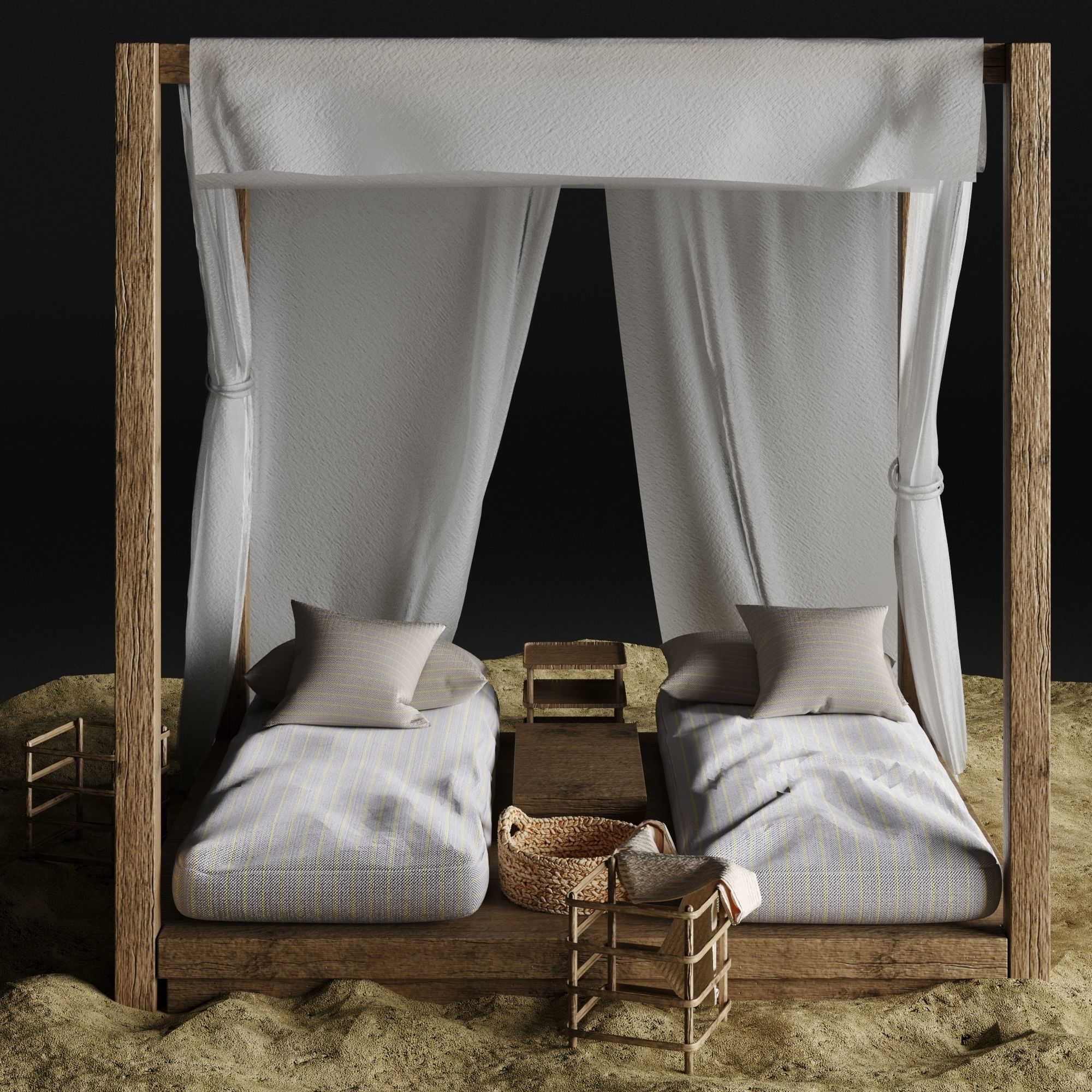 Beach lounge outdoor set 3 3D model_15