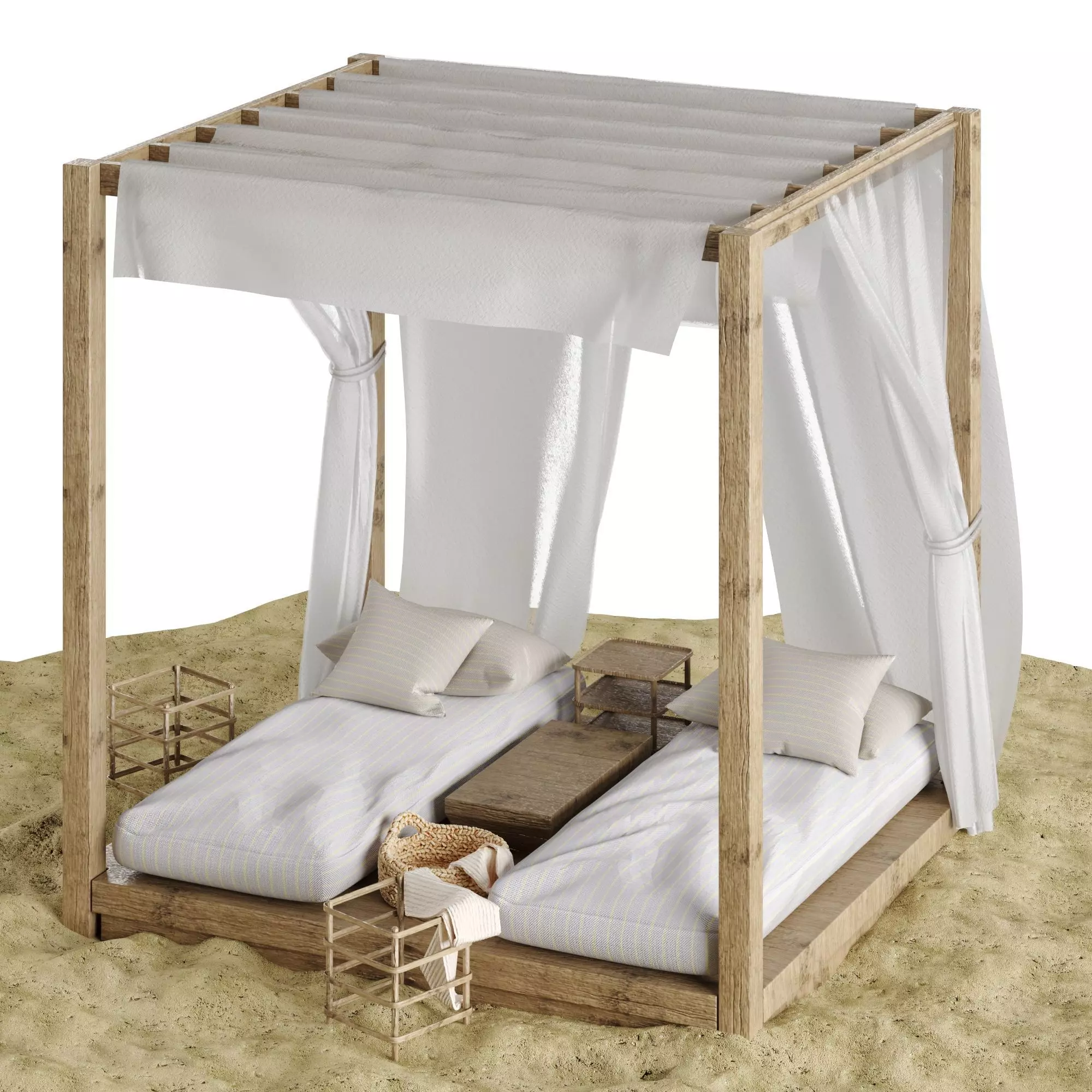 Beach lounge outdoor set 3 3D model_0