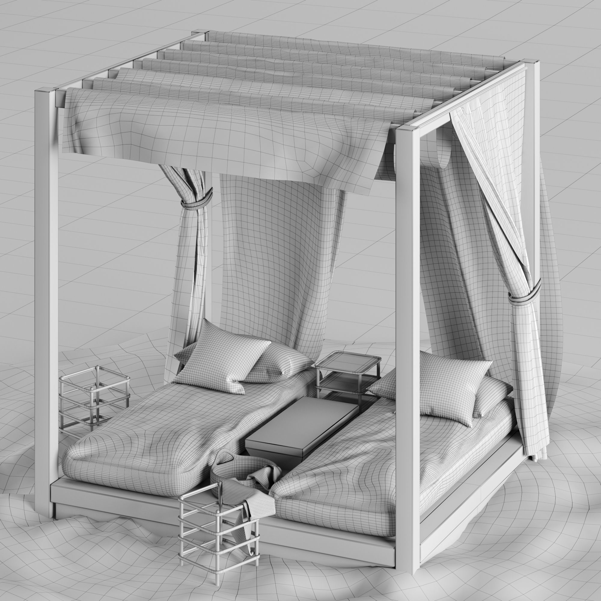 Beach lounge outdoor set 3 3D model_12