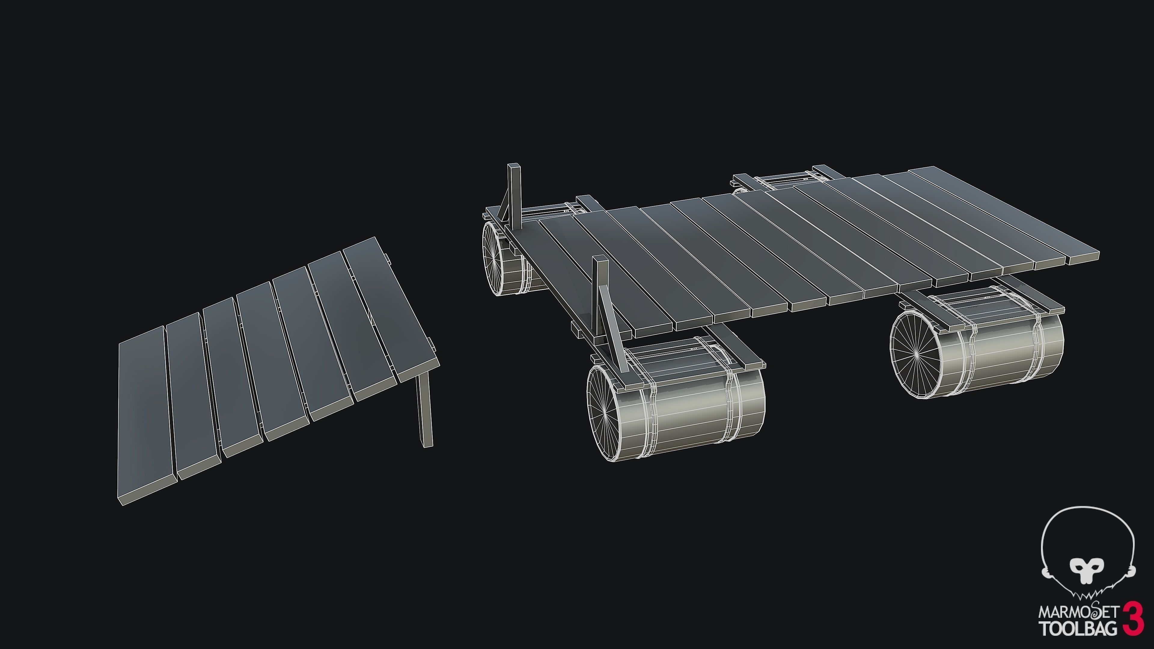 Wooden Bridge Game-ready PBR Low-poly 3D model_3