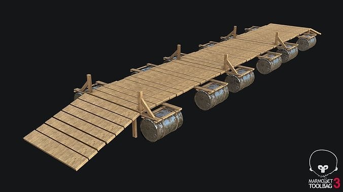 Wooden Bridge Game-ready PBR Low-poly 3D model