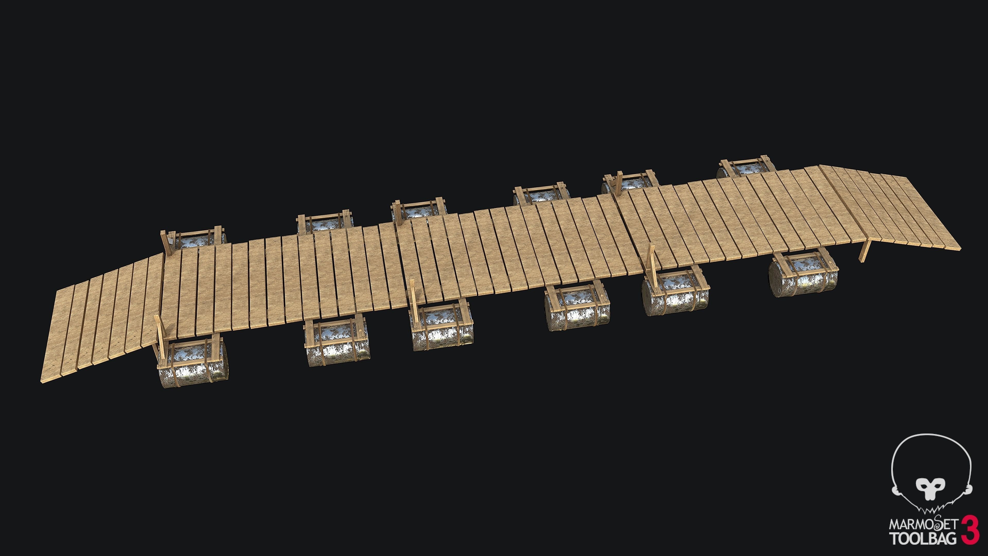 Wooden Bridge Game-ready PBR Low-poly 3D model_5