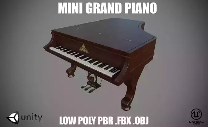 Piano Low Poly victorian grand