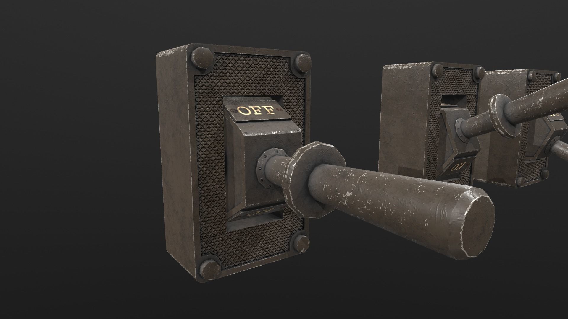 Industrial Power On - Off Switch 1 Low-poly 3D model_2