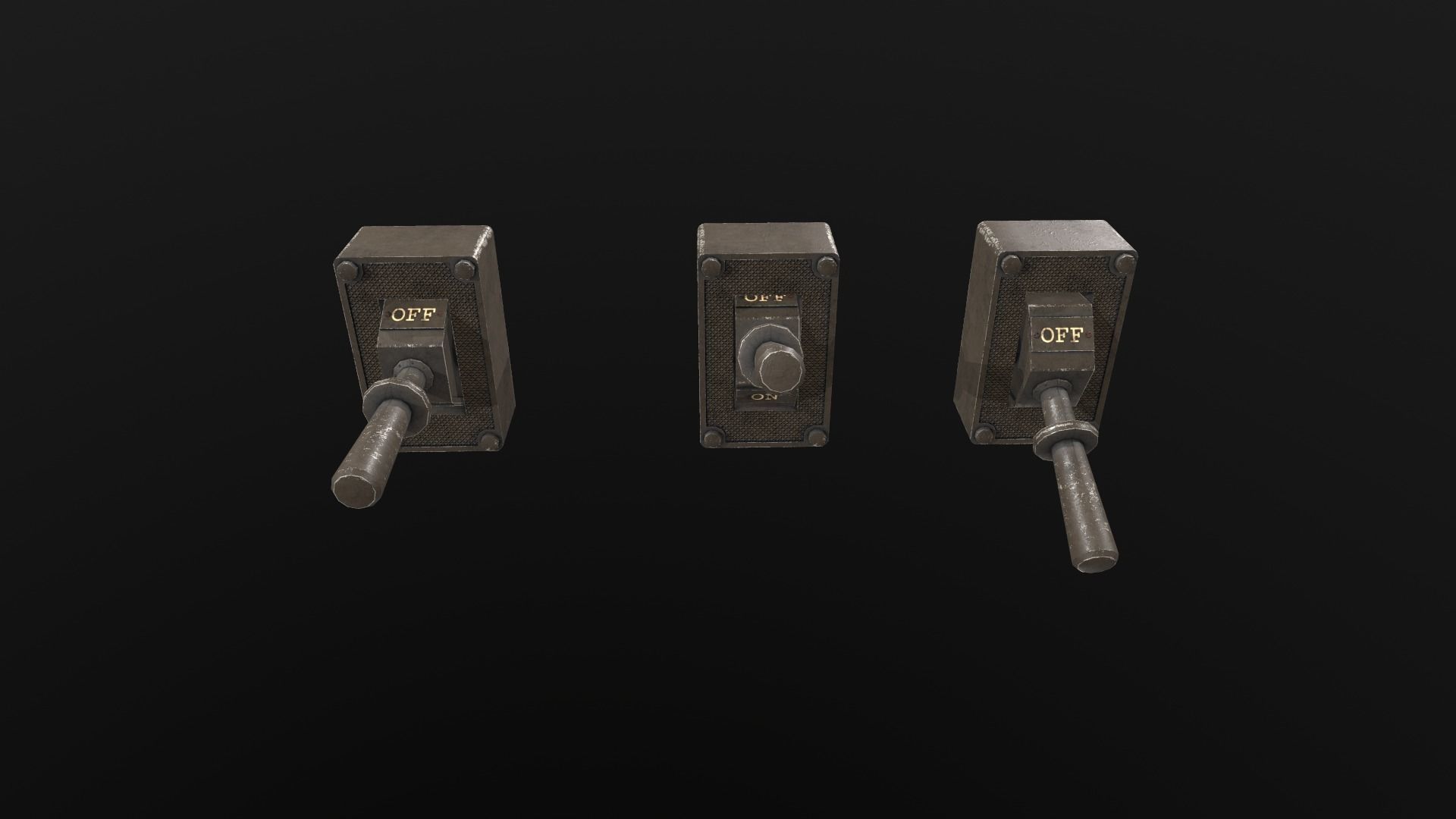 Industrial Power On - Off Switch 1 Low-poly 3D model_7