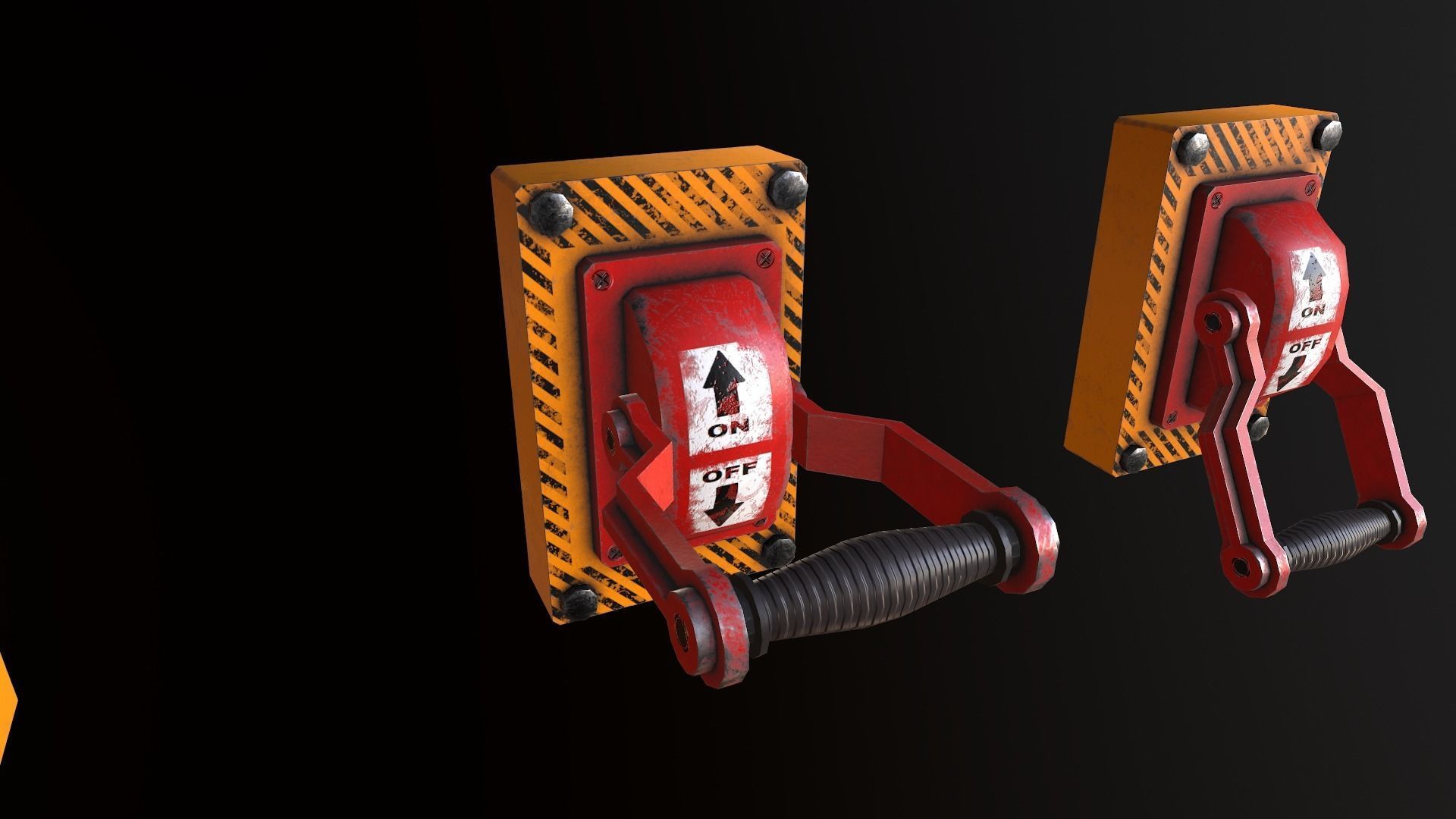 Industrial Power On - Off Switch2 Low-poly 3D model_1