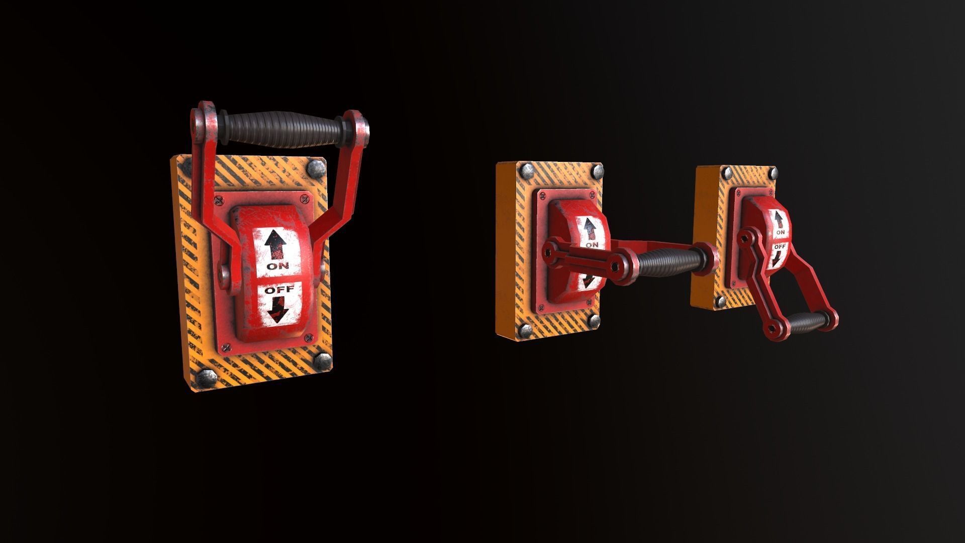 Industrial Power On - Off Switch2 Low-poly 3D model_2
