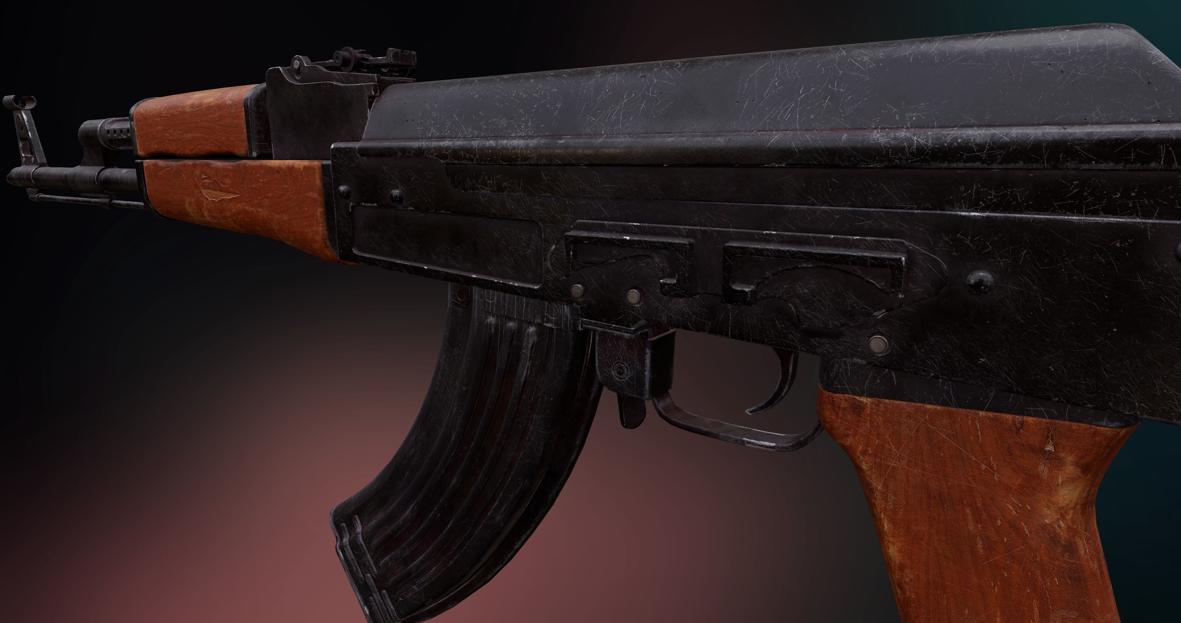 AK 47 Low-poly 3D model_7