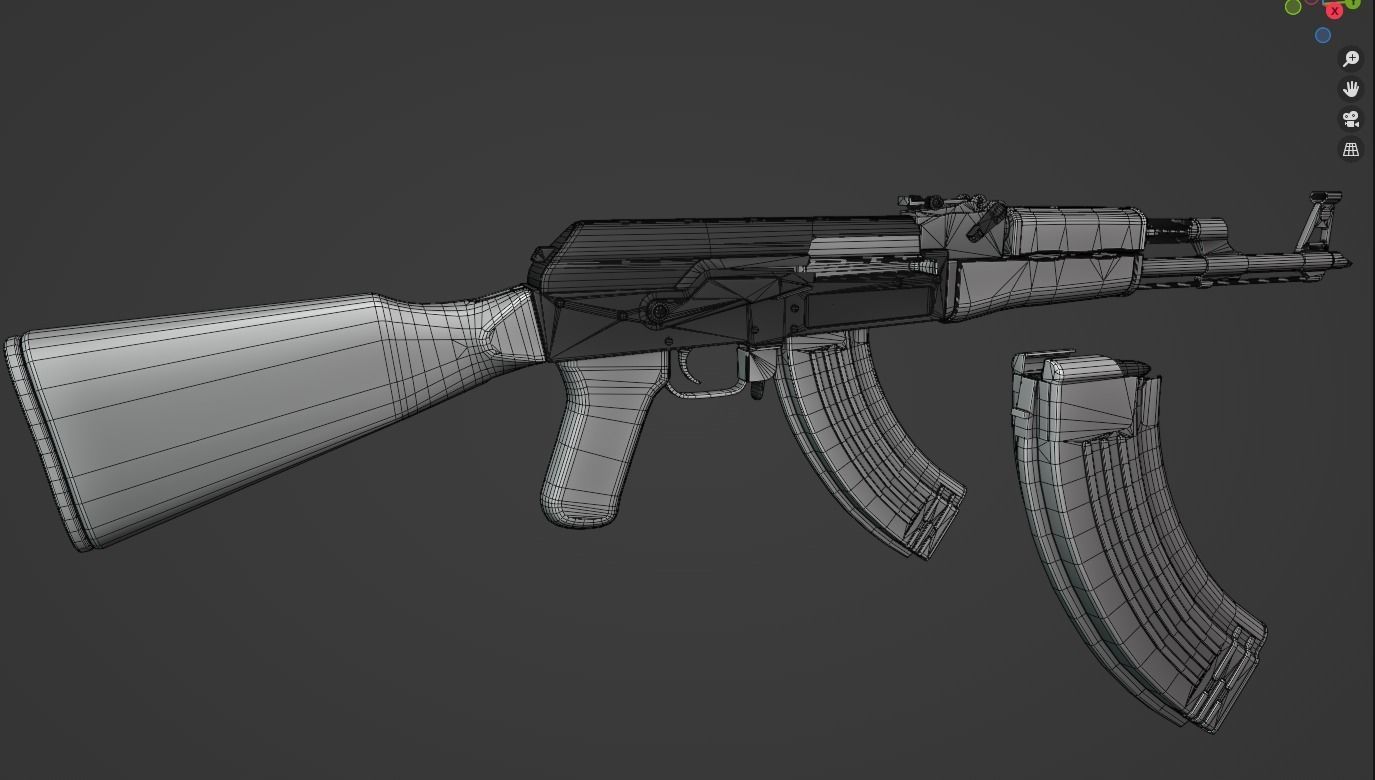 AK 47 Low-poly 3D model_11