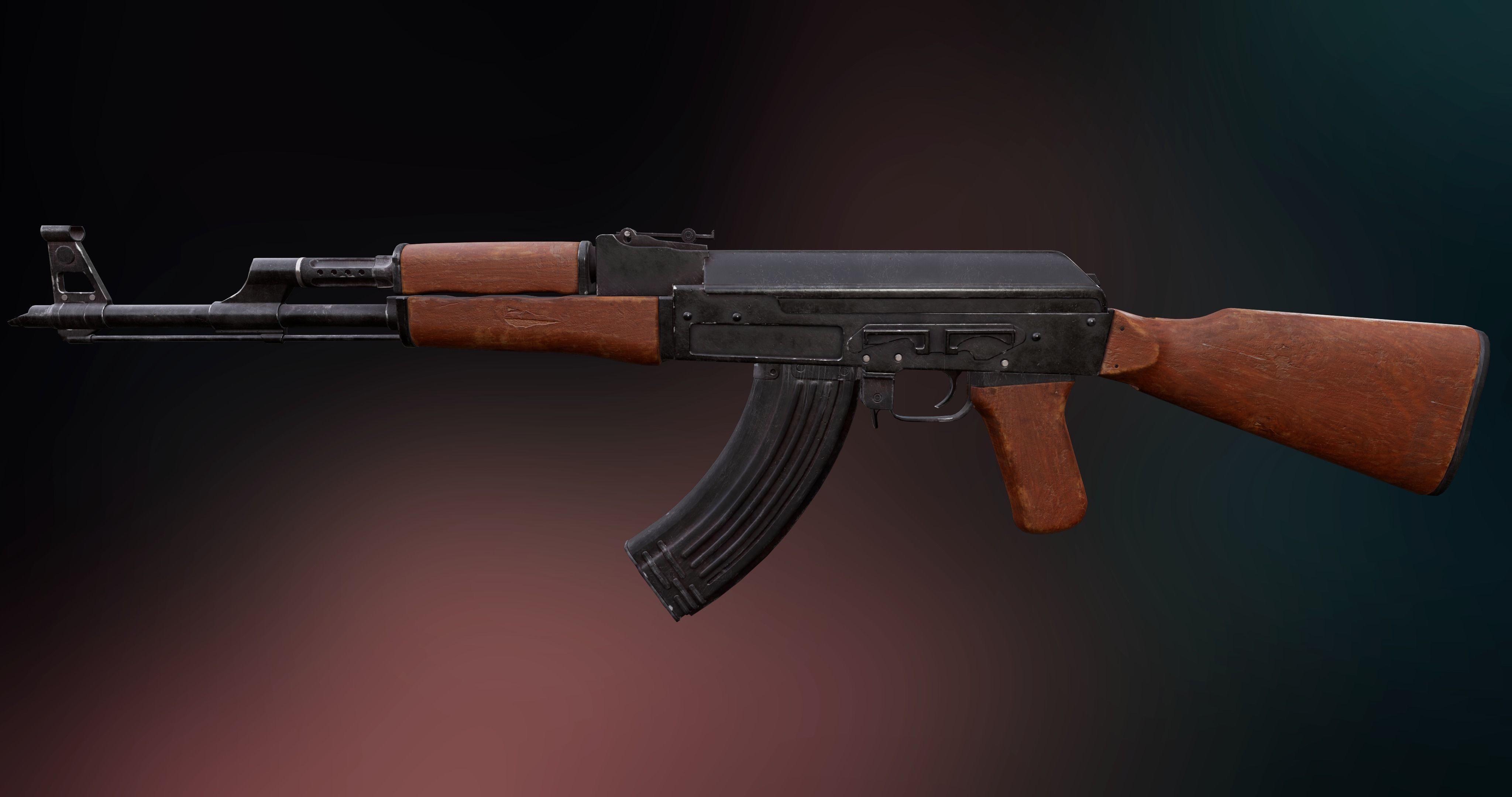 AK 47 Low-poly 3D model_1