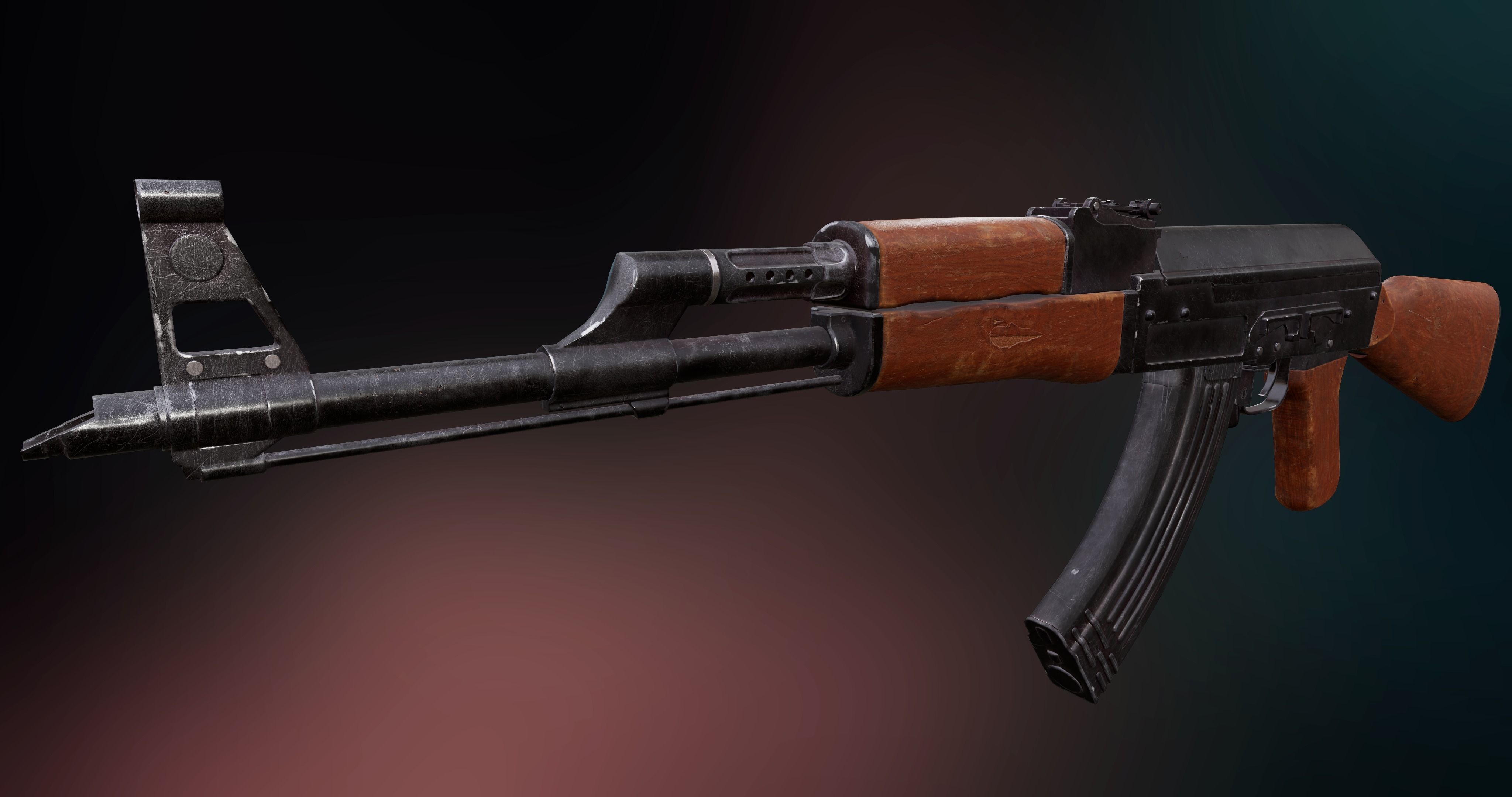 AK 47 Low-poly 3D model_3