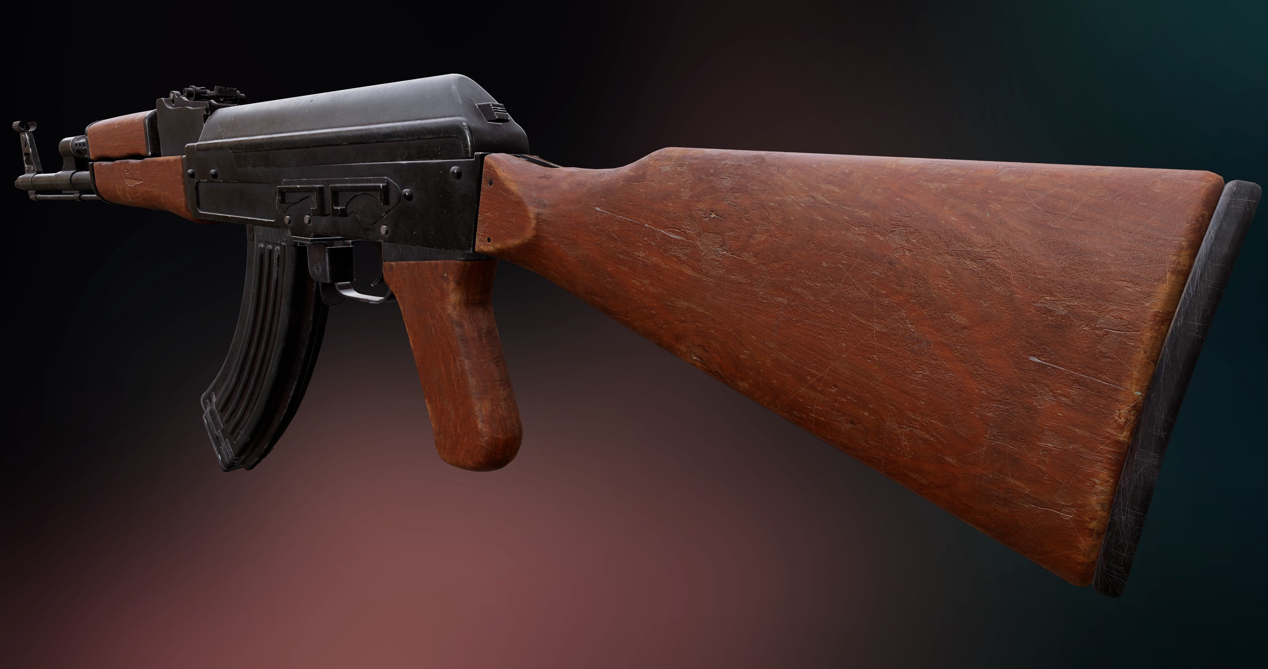 AK 47 Low-poly 3D model_2