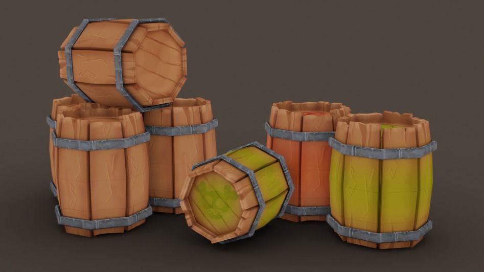 PolyPack RPG Barrels Low-poly 3D model_1