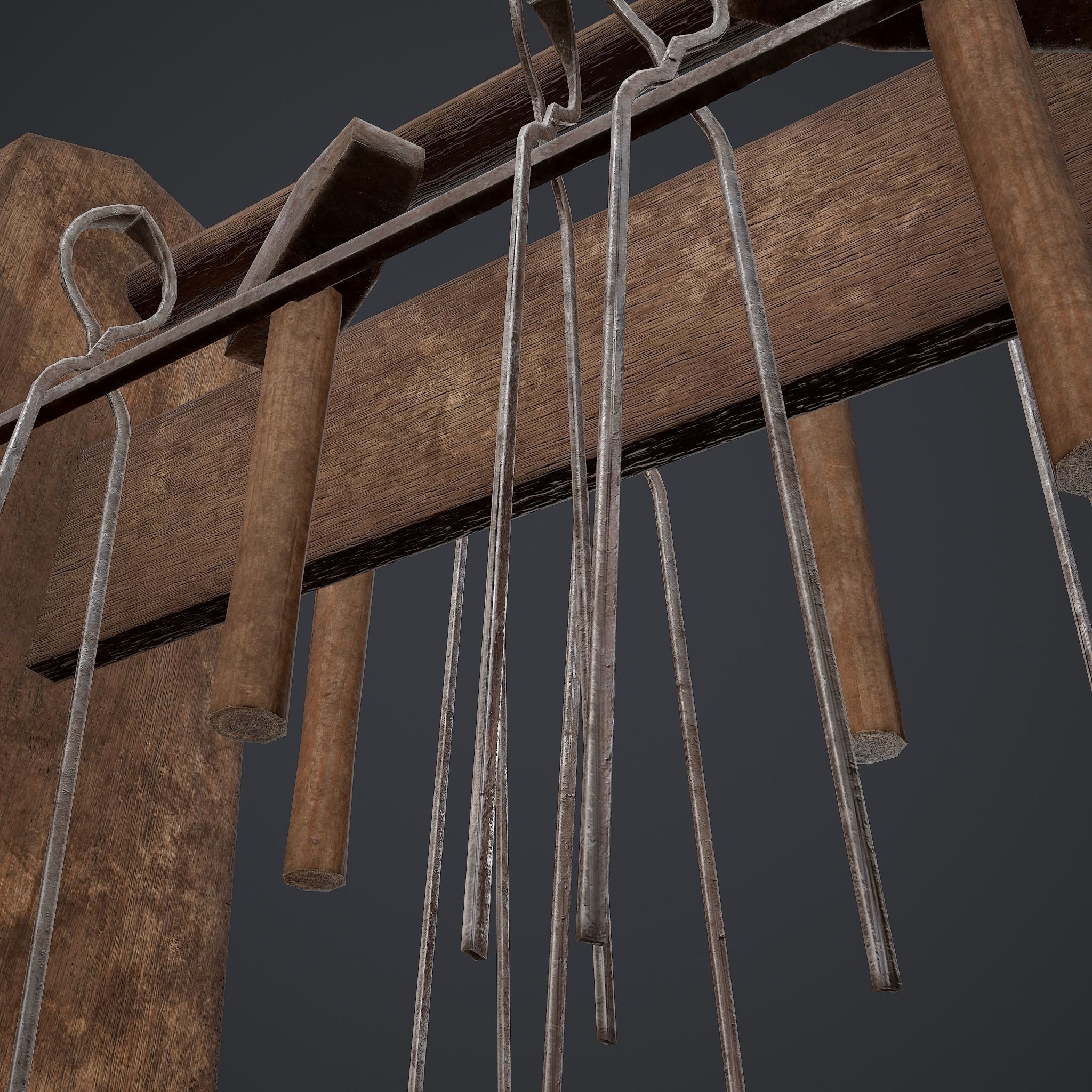 Medieval Blacksmith Tool Rack Low-poly 3D model_9