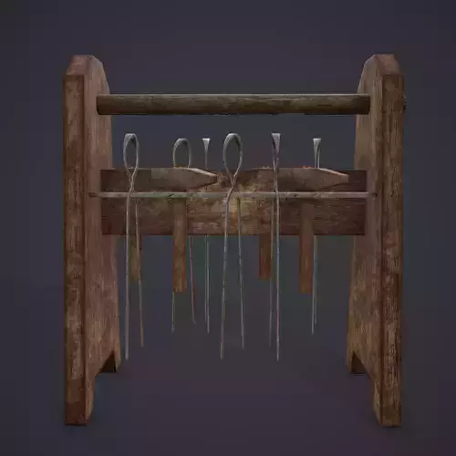 Medieval Blacksmith Tool Rack Low-poly 3D model