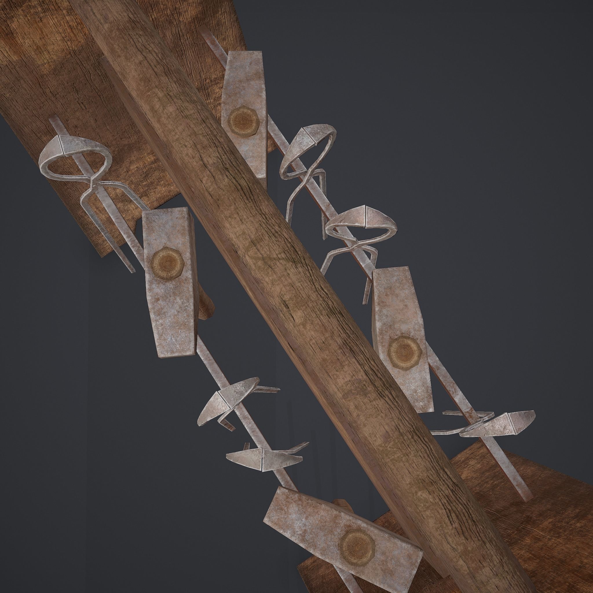 Medieval Blacksmith Tool Rack Low-poly 3D model_8