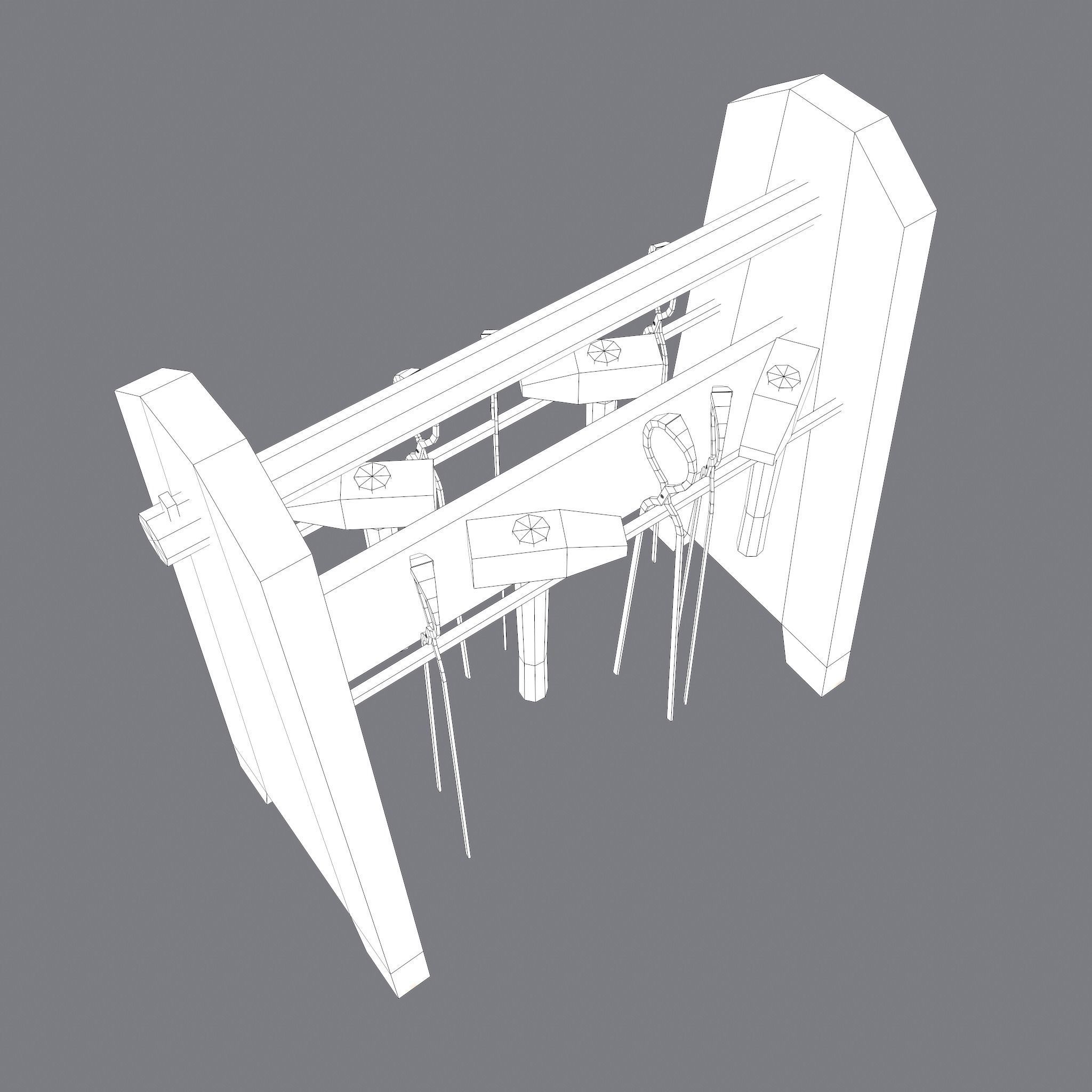 Medieval Blacksmith Tool Rack Low-poly 3D model_26