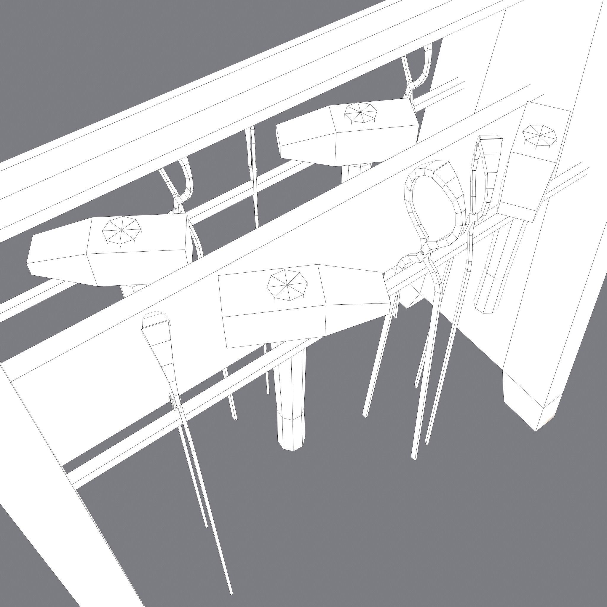 Medieval Blacksmith Tool Rack Low-poly 3D model_27