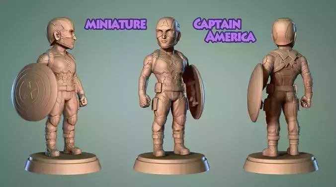 Captain America Miniature -Mini Fanart -3D print model