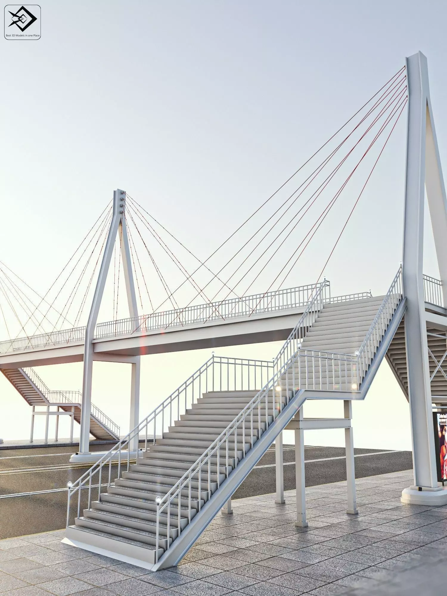 Pedestrian Bridge Low-poly 3D model