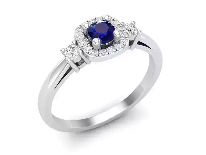 cushion shape halo Diamond Ring for woman 3D print model
