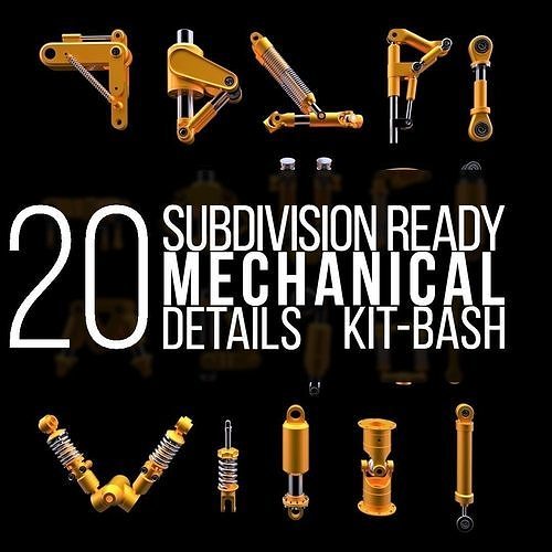 Subdivision-Ready Mechanical Details Kit-Bash 3D model