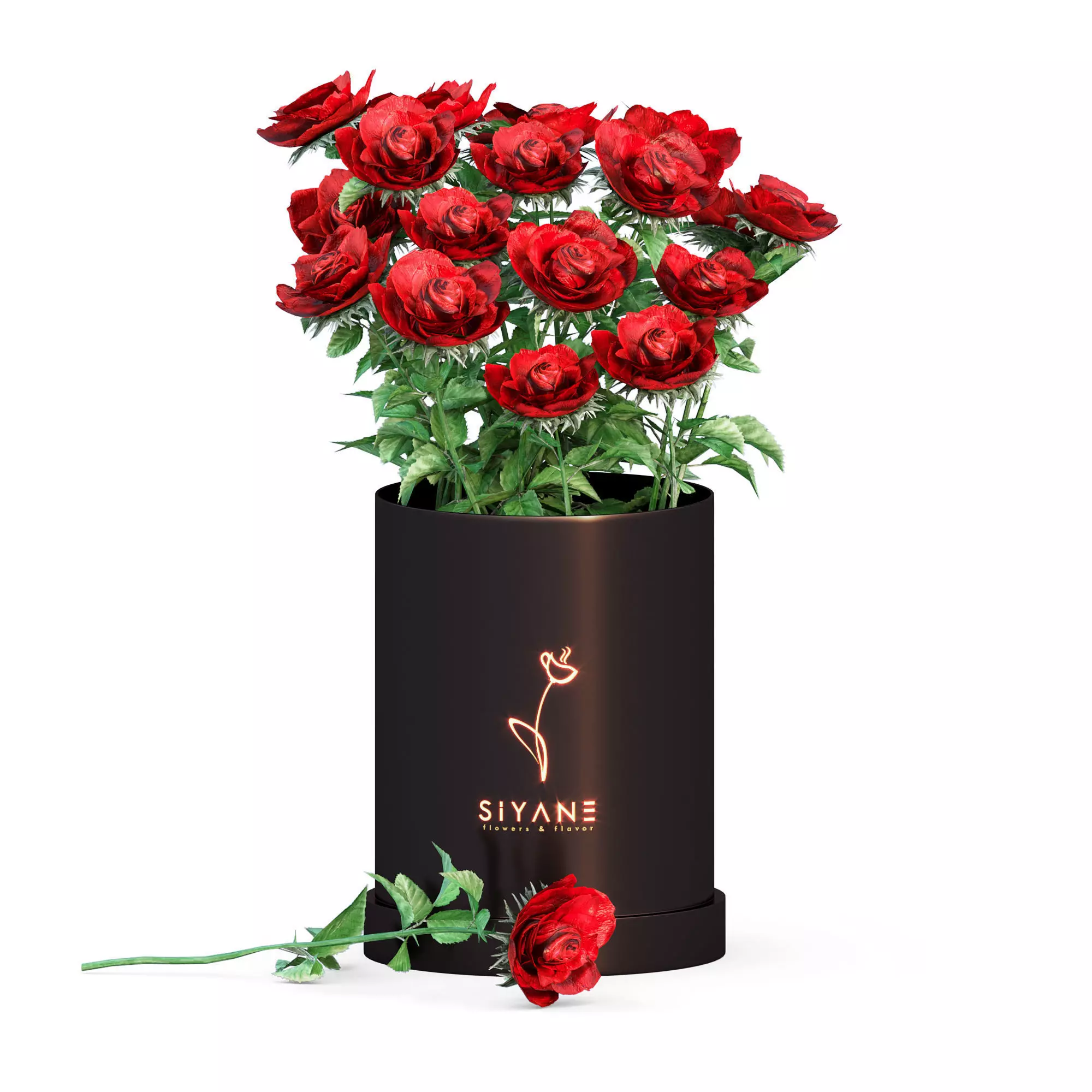 Red Rose Vase bunch of flowers collection 1 flower in the scene Free 3D model