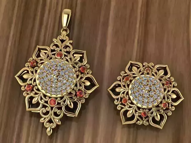 Beautiful Gold Silver Pendant Set 