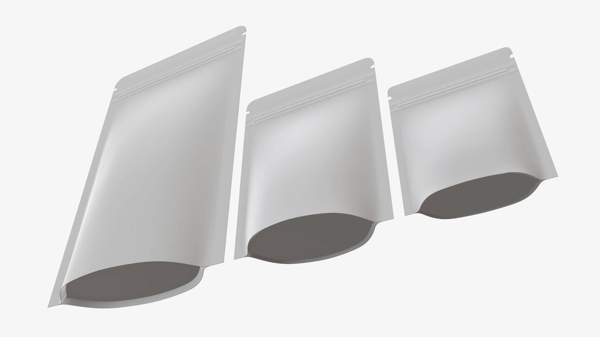 palstic food pouch mylar bags white mockup 3D model_4