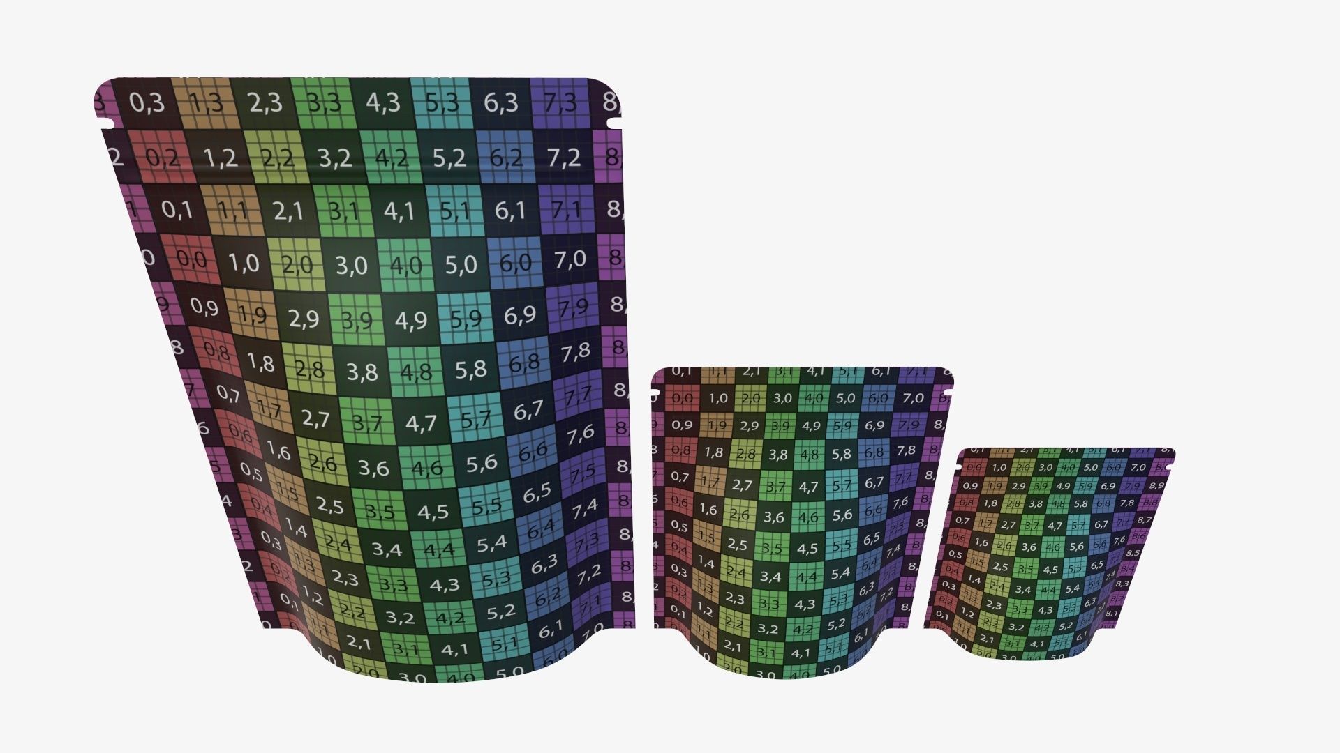 palstic food pouch mylar bags white mockup 3D model_11