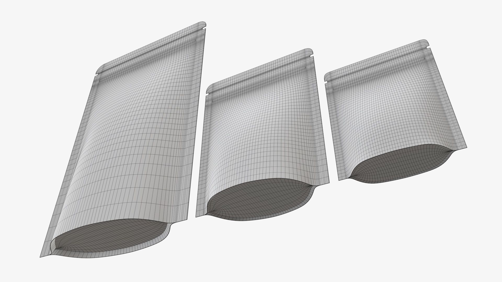 palstic food pouch mylar bags white mockup 3D model_9