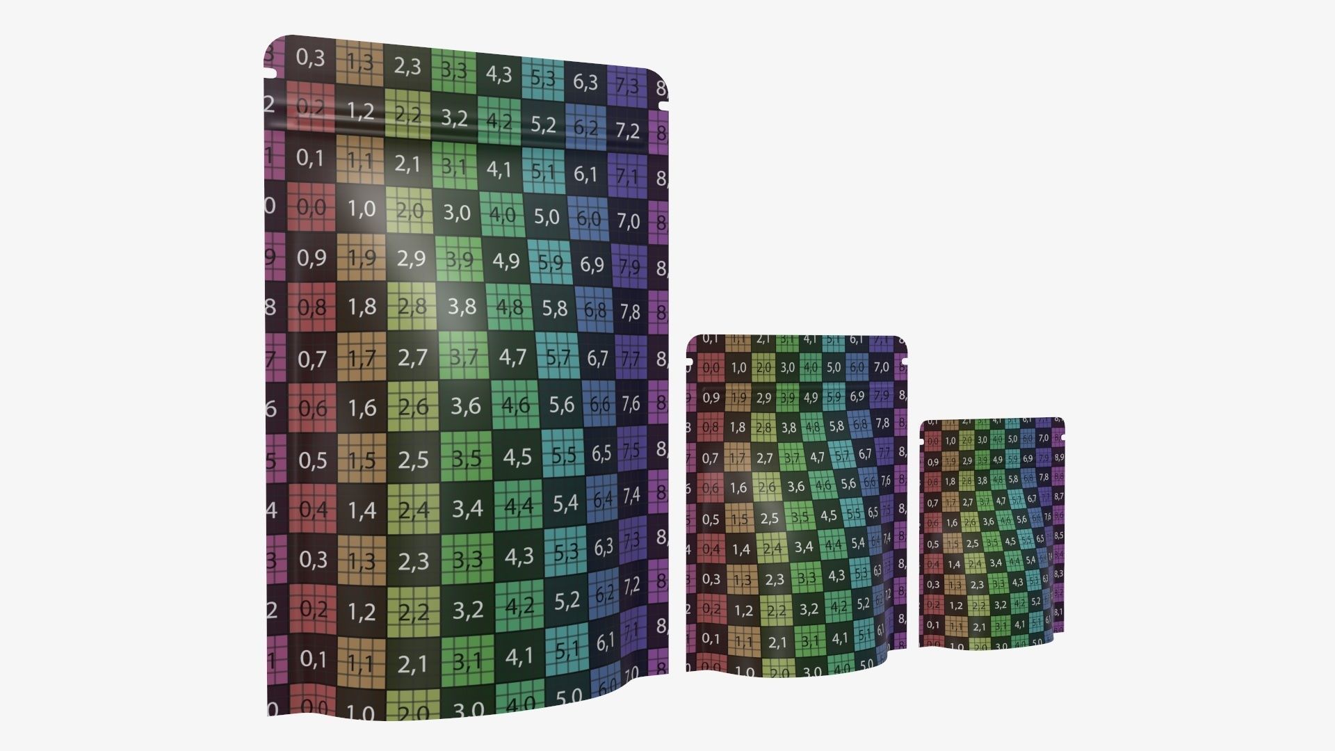 palstic food pouch mylar bags white mockup 3D model_10