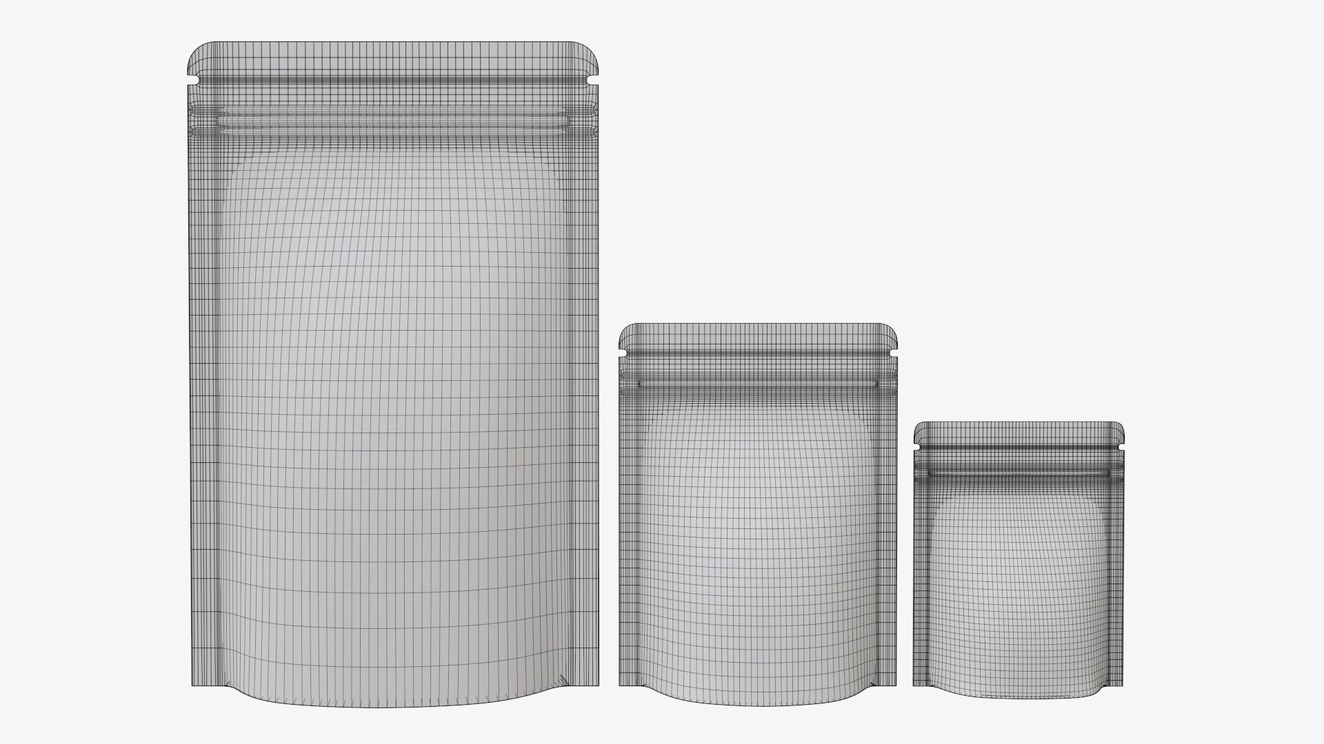 palstic food pouch mylar bags white mockup 3D model_7