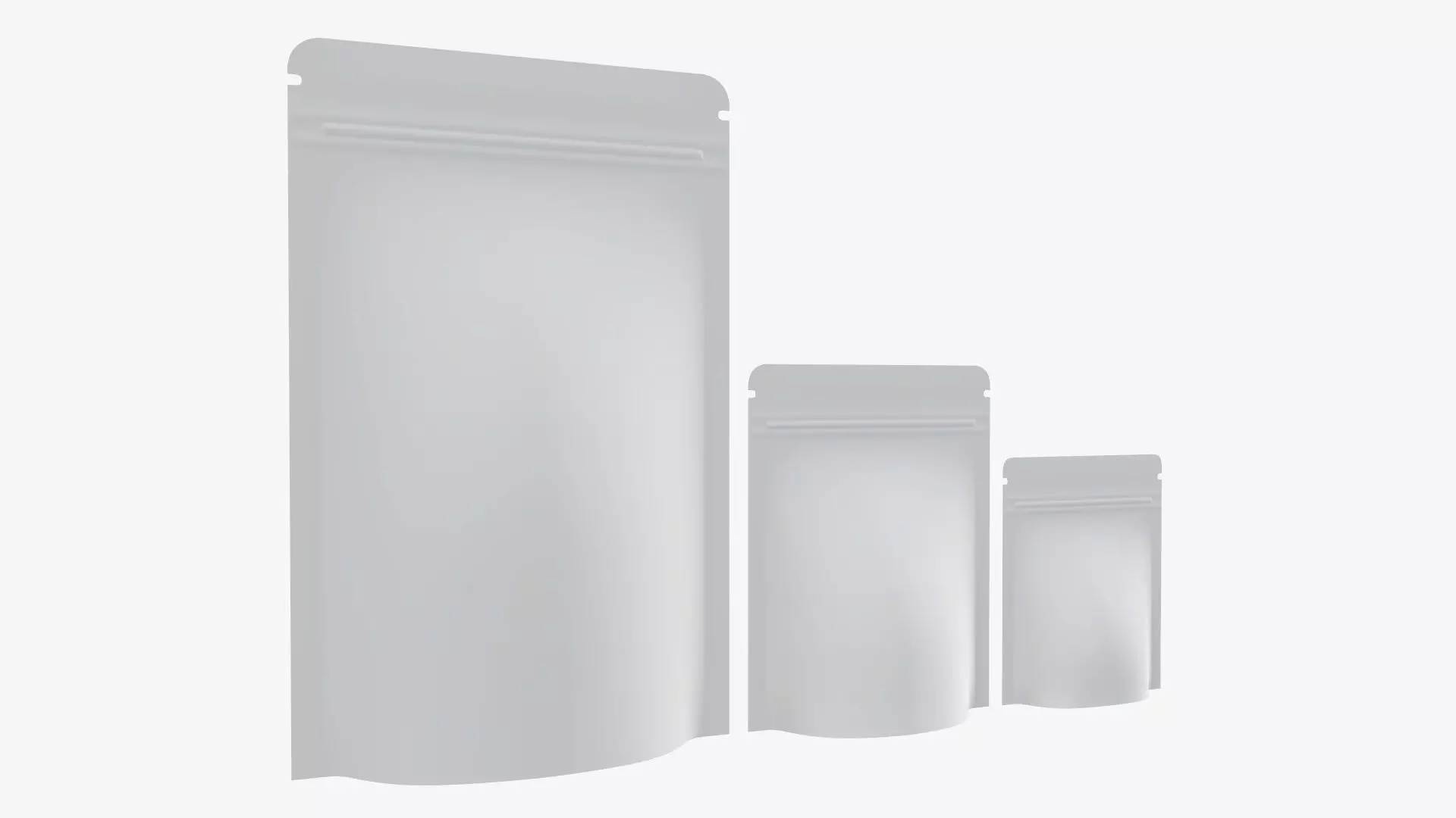 palstic food pouch mylar bags white mockup 3D model_0