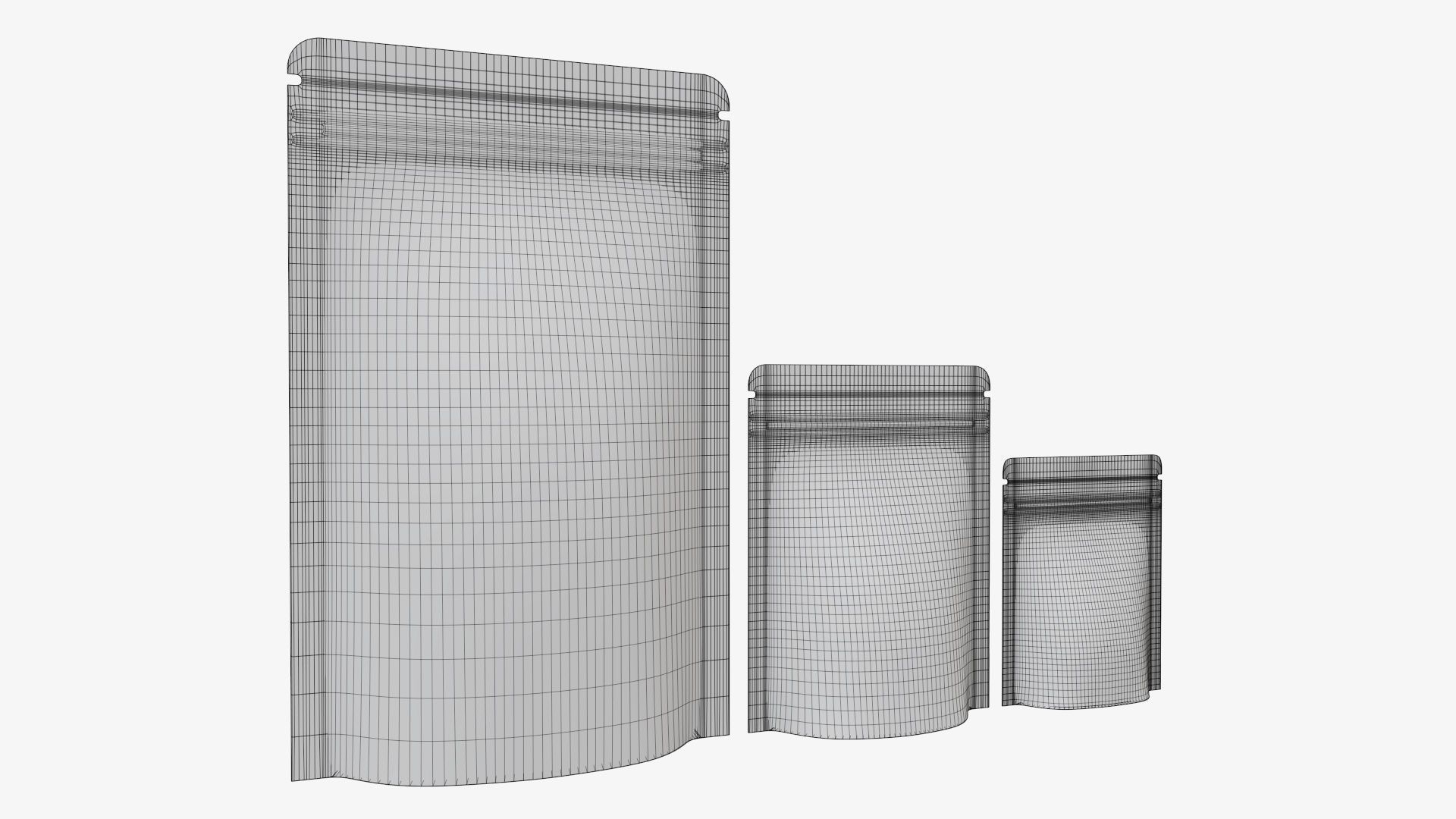 palstic food pouch mylar bags white mockup 3D model_5