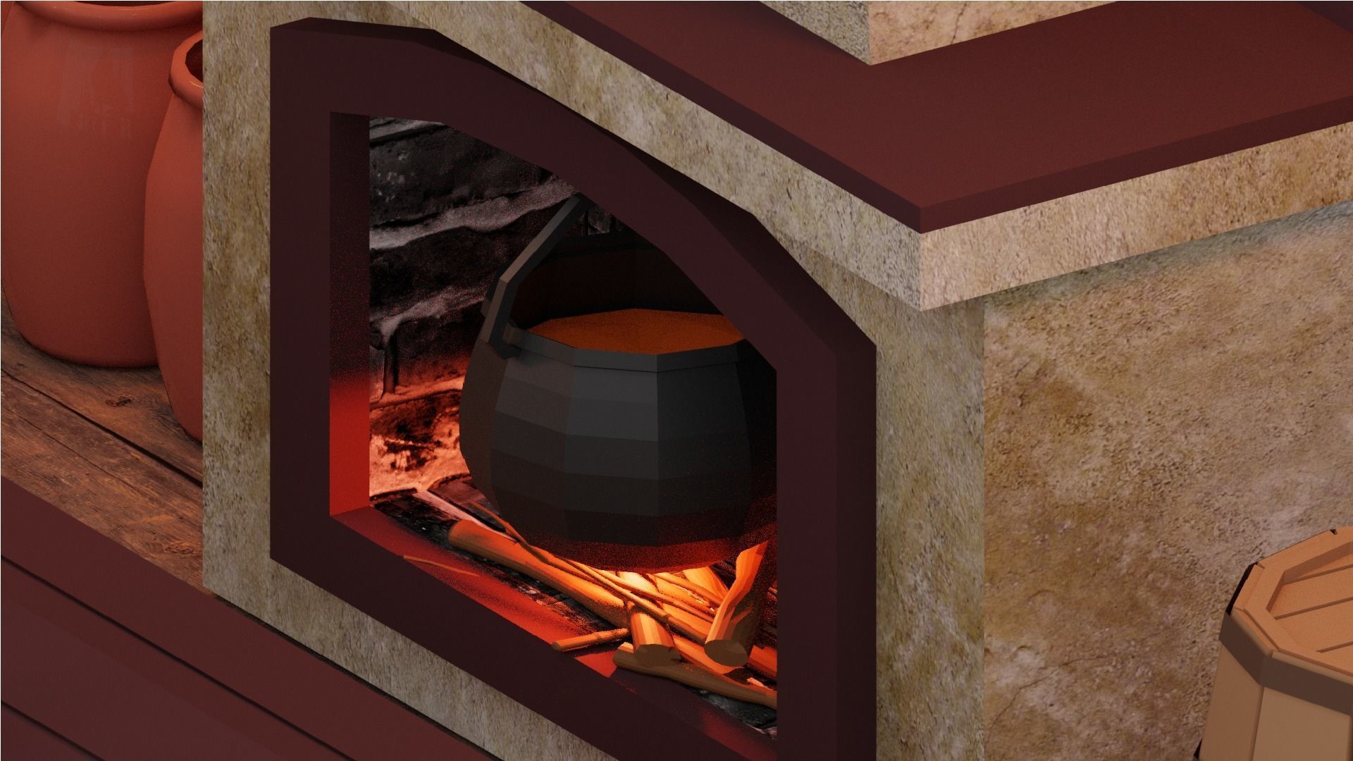 Low Poly Tavern Medieval Low-poly 3D model_9