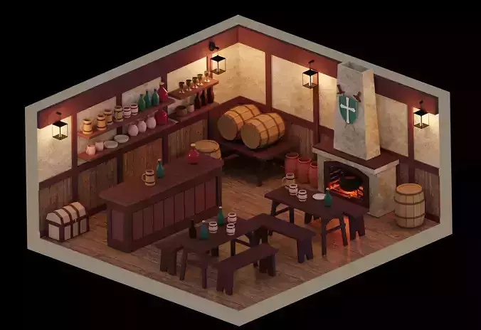 Low Poly Tavern Medieval
