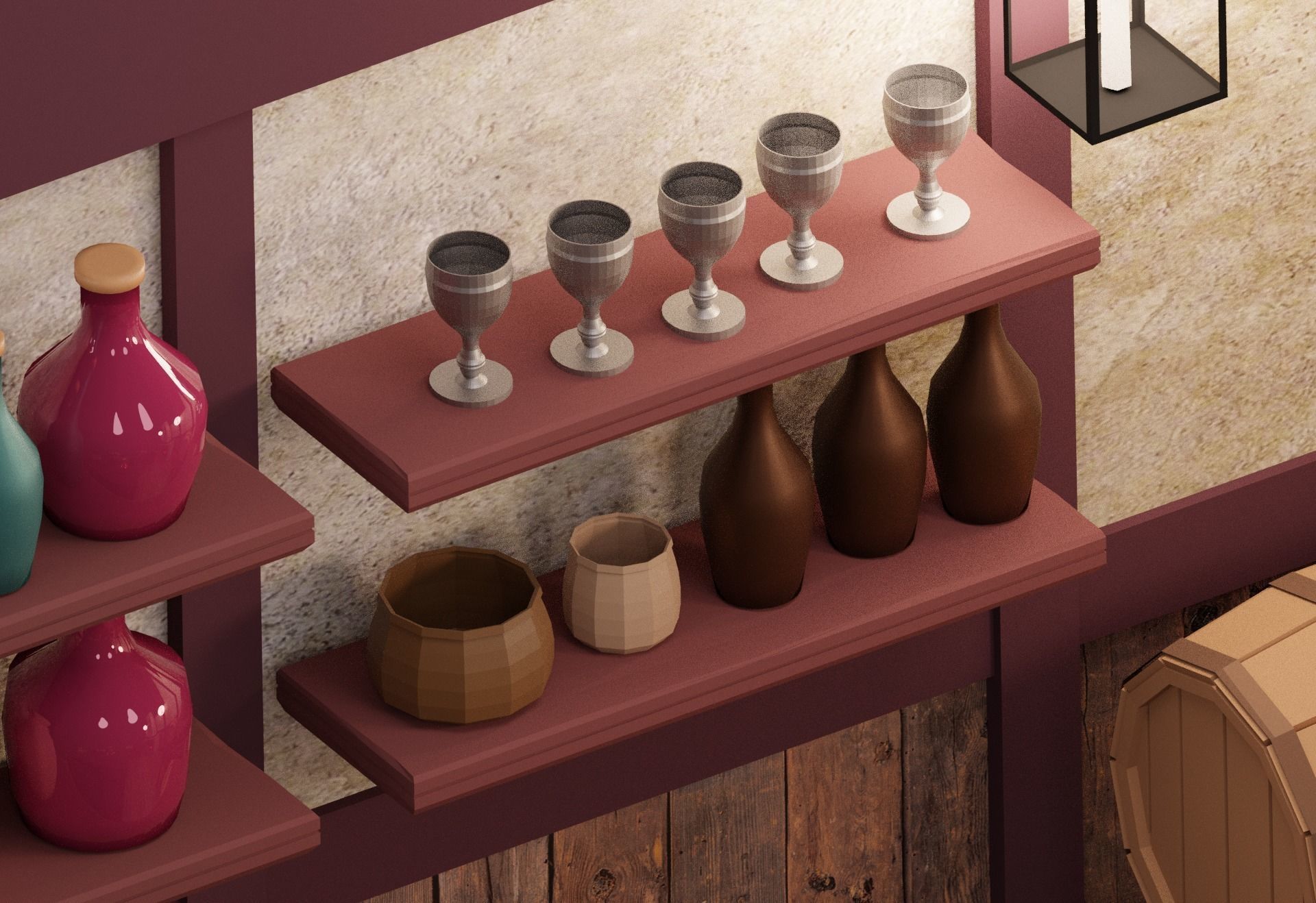 Low Poly Tavern Medieval Low-poly 3D model_3