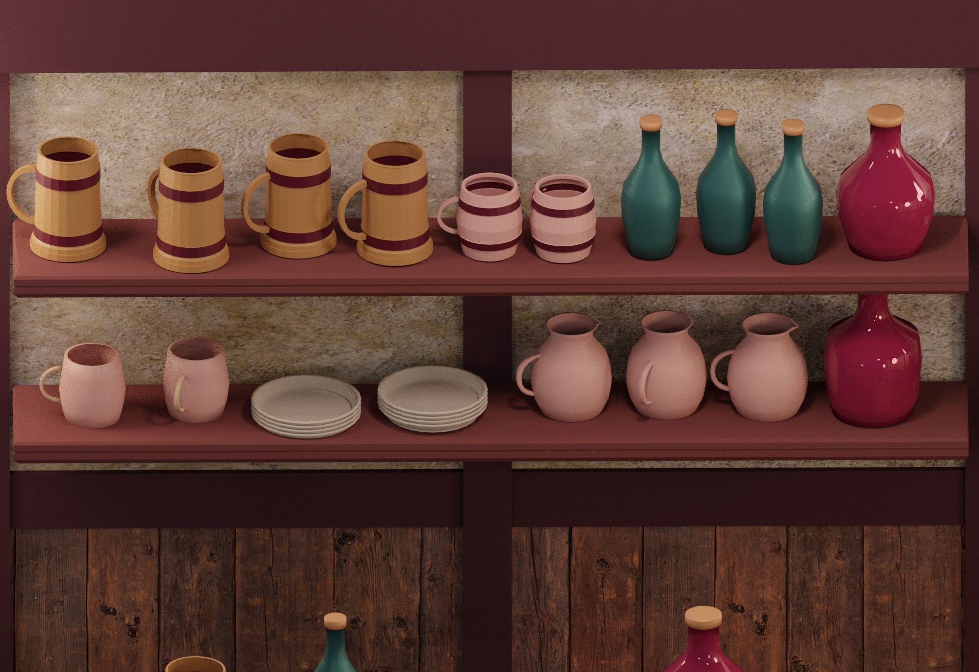 Low Poly Tavern Medieval Low-poly 3D model_5