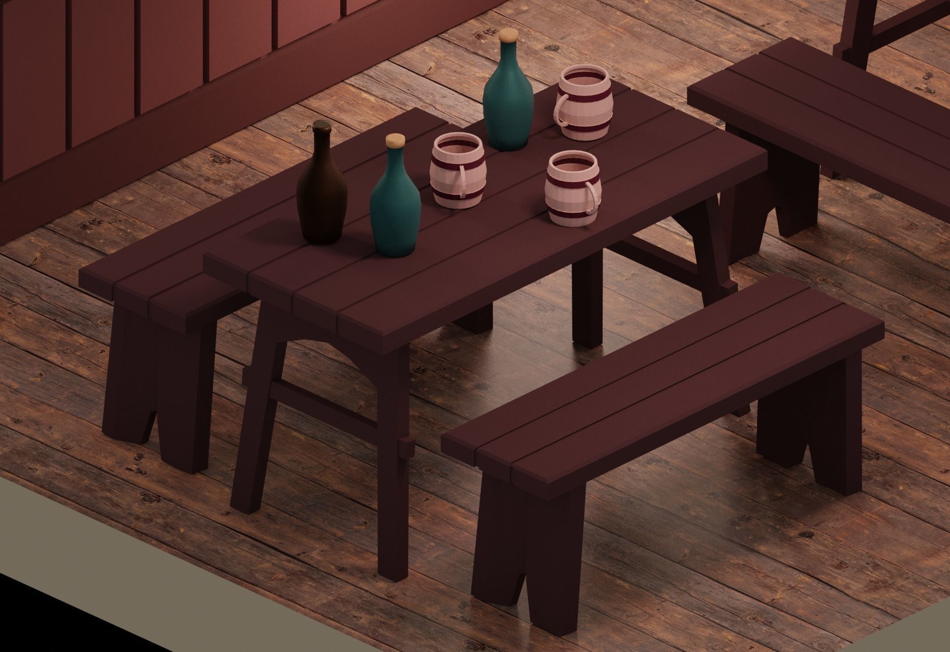 Low Poly Tavern Medieval Low-poly 3D model_4