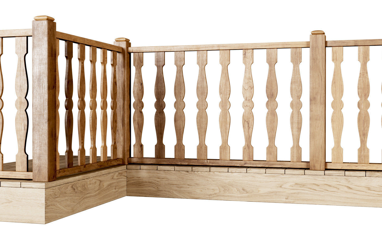 Wooden stair fencing D01  3D model_2