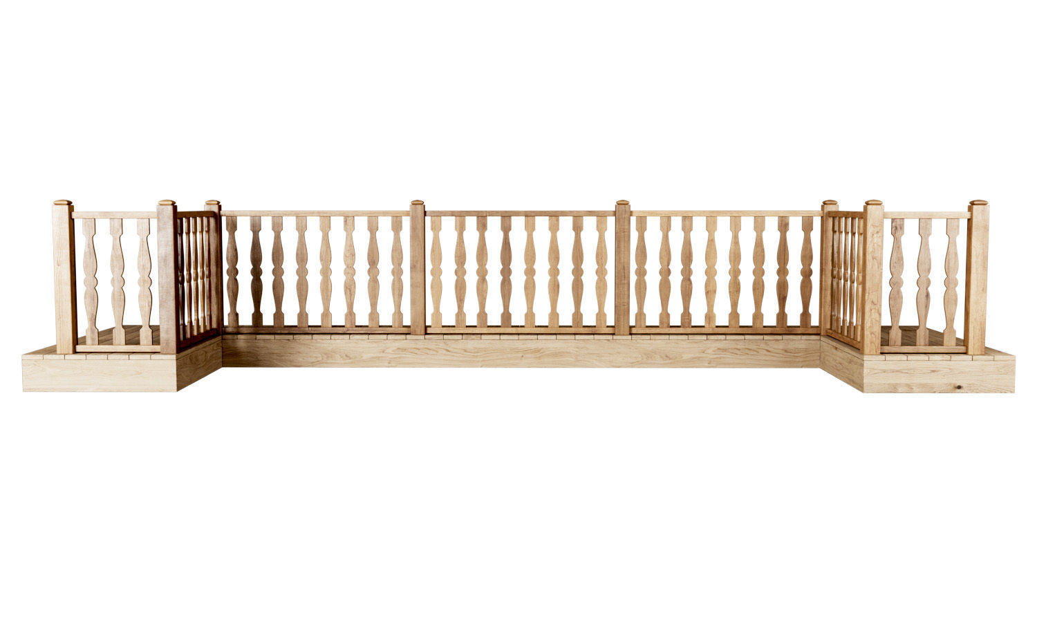 Wooden stair fencing D01  3D model_1