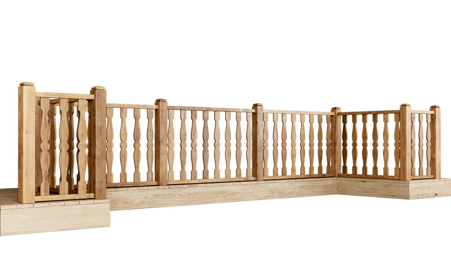 Wooden stair fencing D01  3D model_3