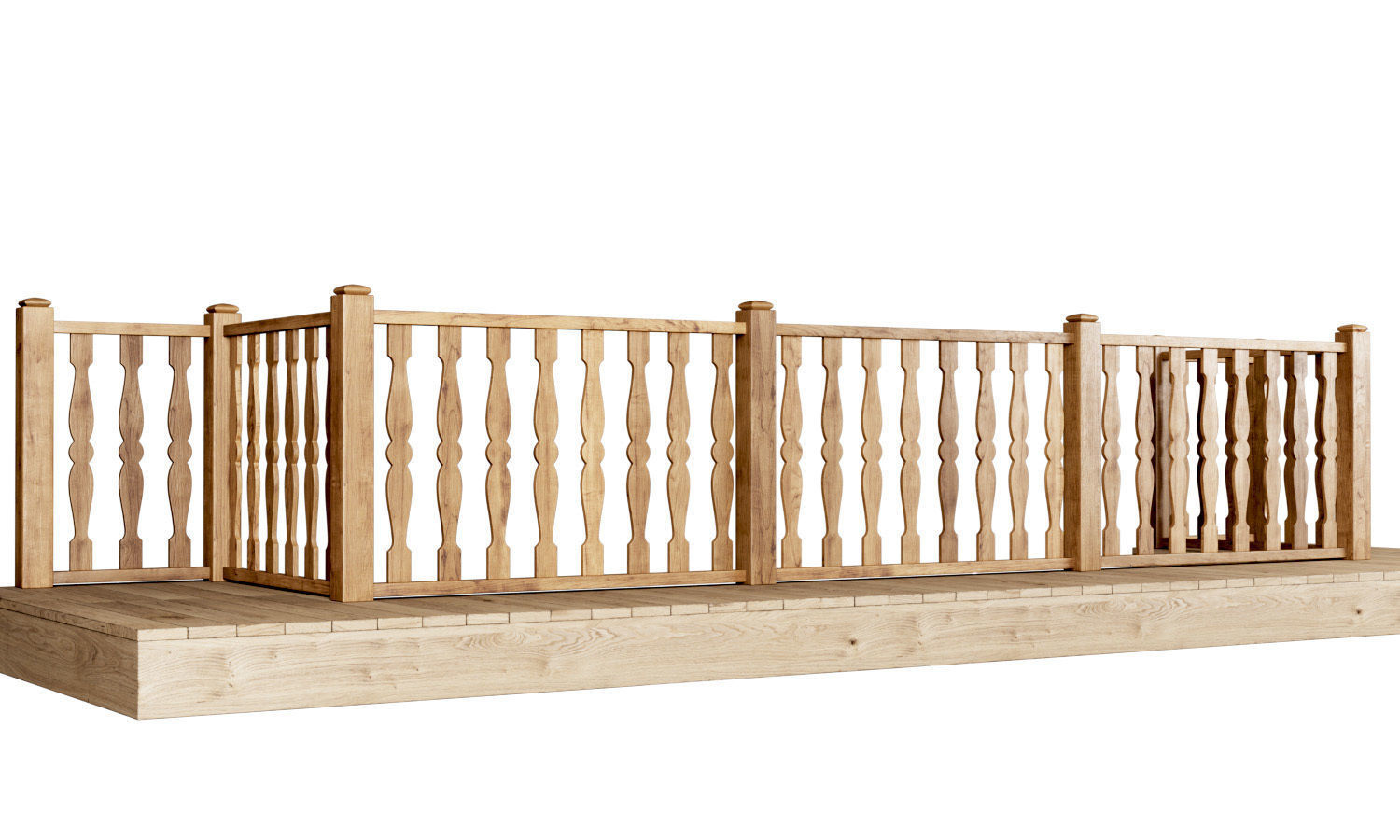 Wooden stair fencing D01  3D model_4
