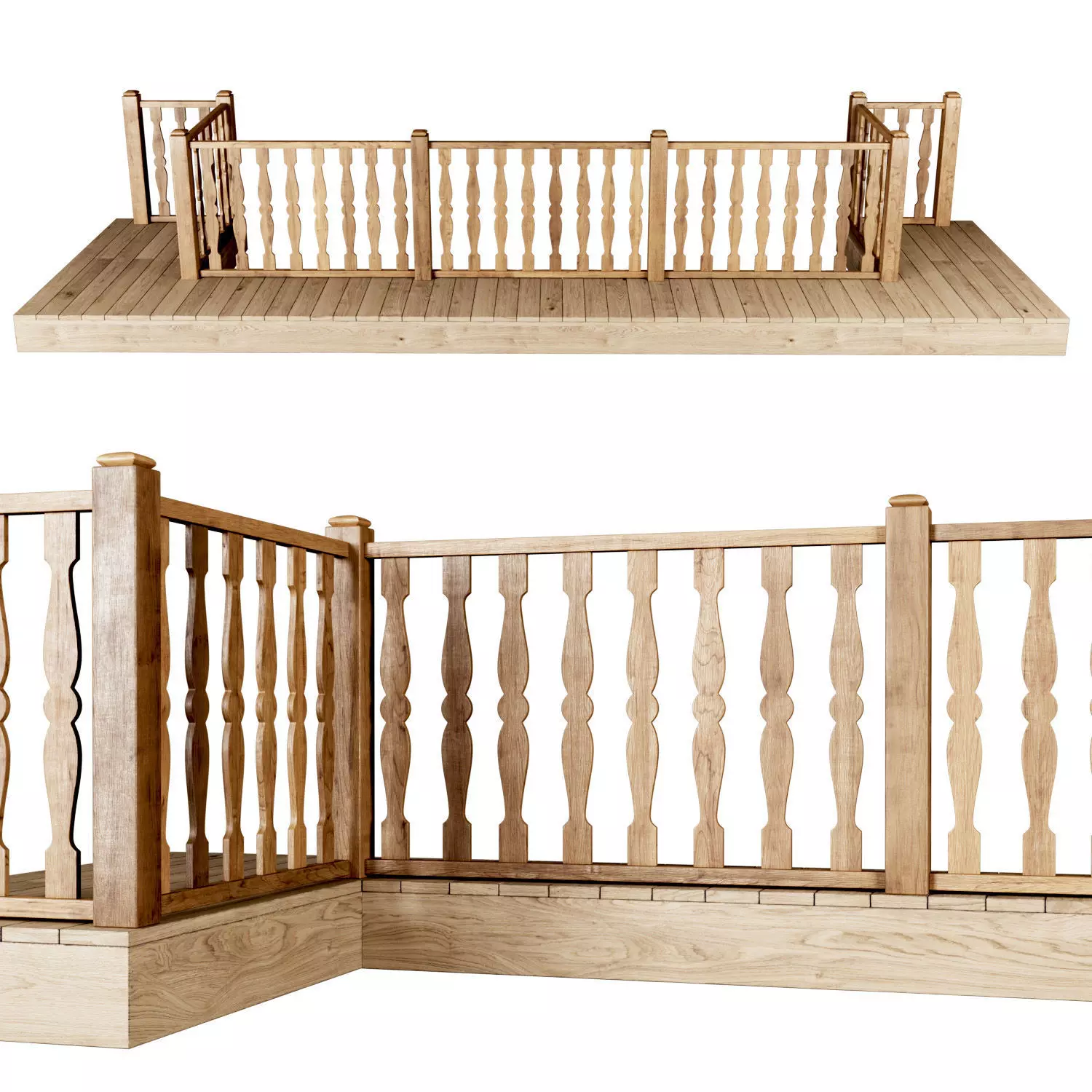 Wooden stair fencing D01  3D model_0