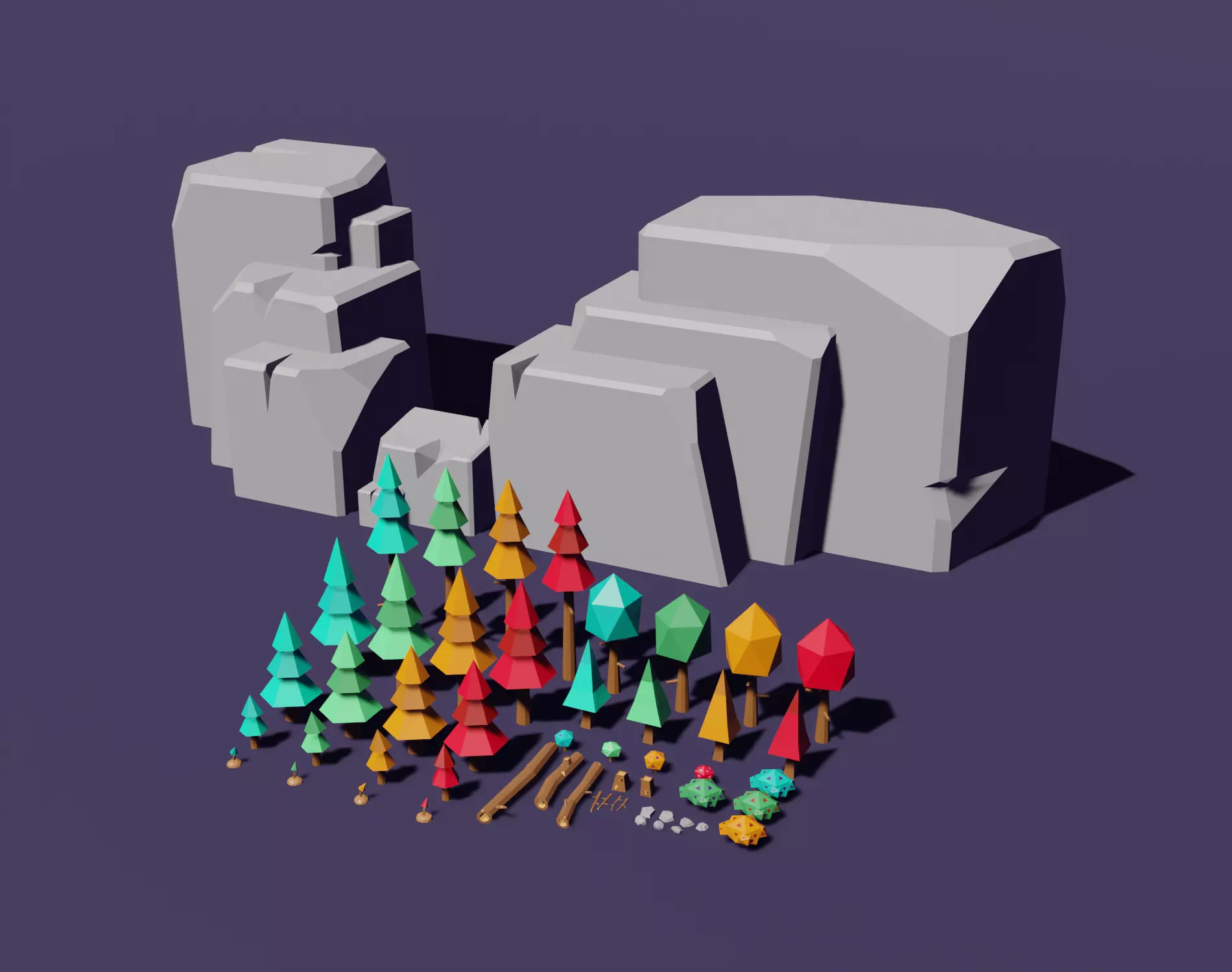 low poly forest pack free VR / AR / low-poly 3D model | CGTrader