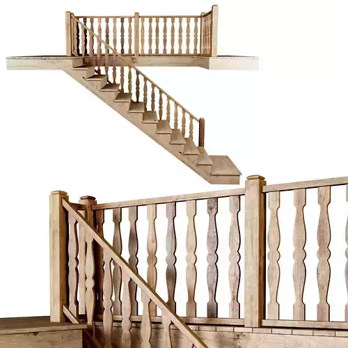 Wooden stair D012  3D model