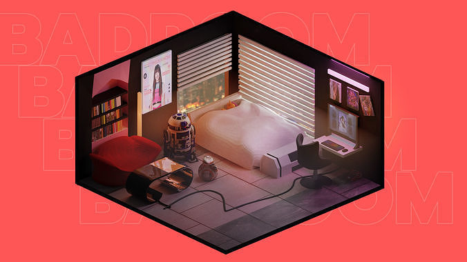 BADROOM isometric room design Free 3D model
