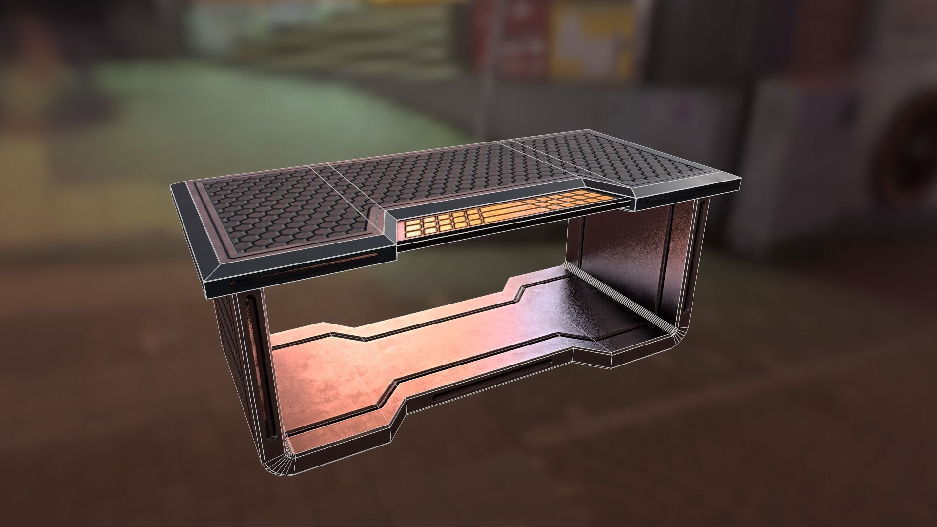 Sci Fi Desk Low-poly 3D model_7