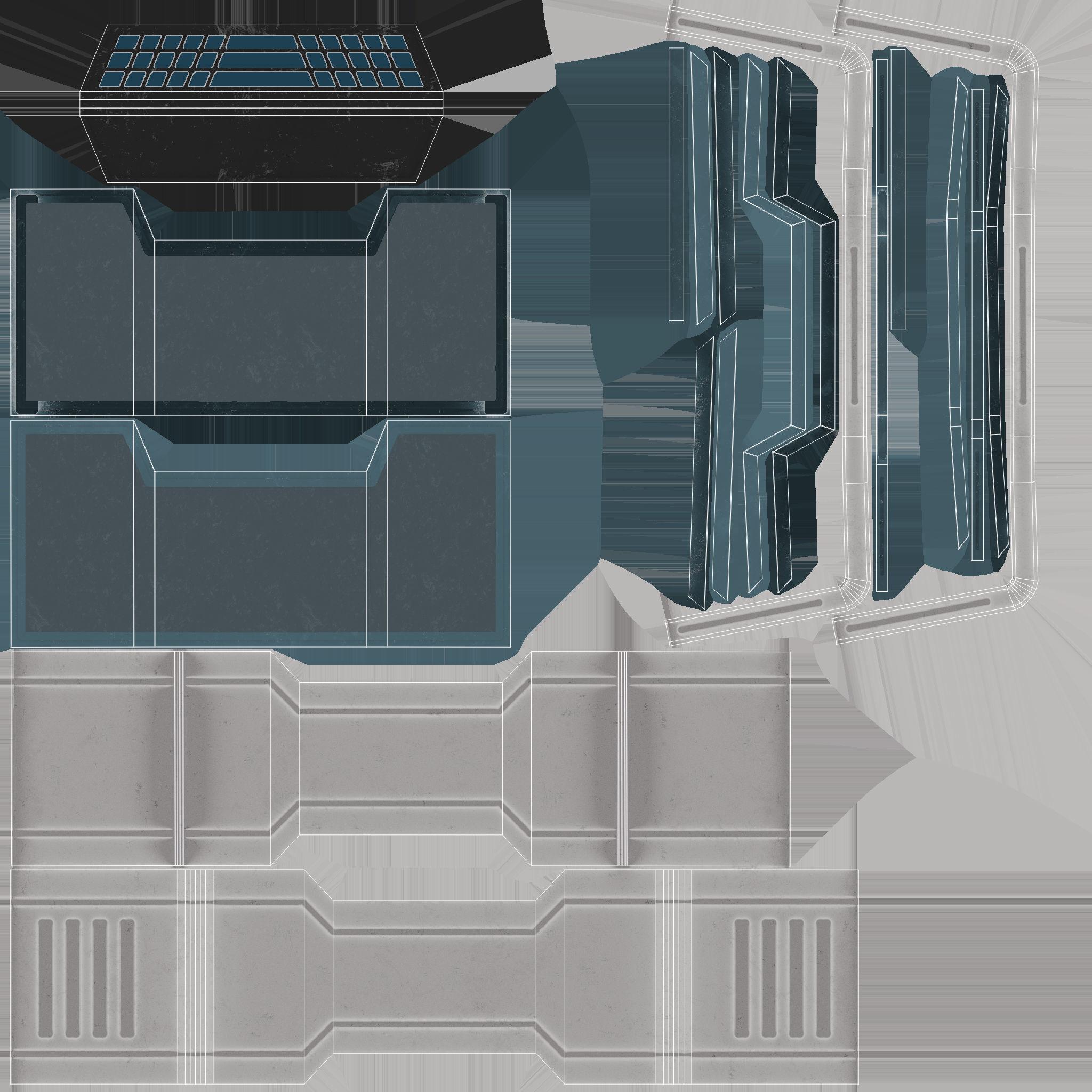 Sci Fi Desk Low-poly 3D model_5